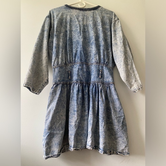 Stunning Vintage Western Hollywood Light Denim Midi Dress 80s 90s belted - Picture 8 of 9
